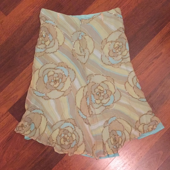 SOLD - Zara Size 6 100% Silk Green, Blue, Sequins - Picture 5 of 7